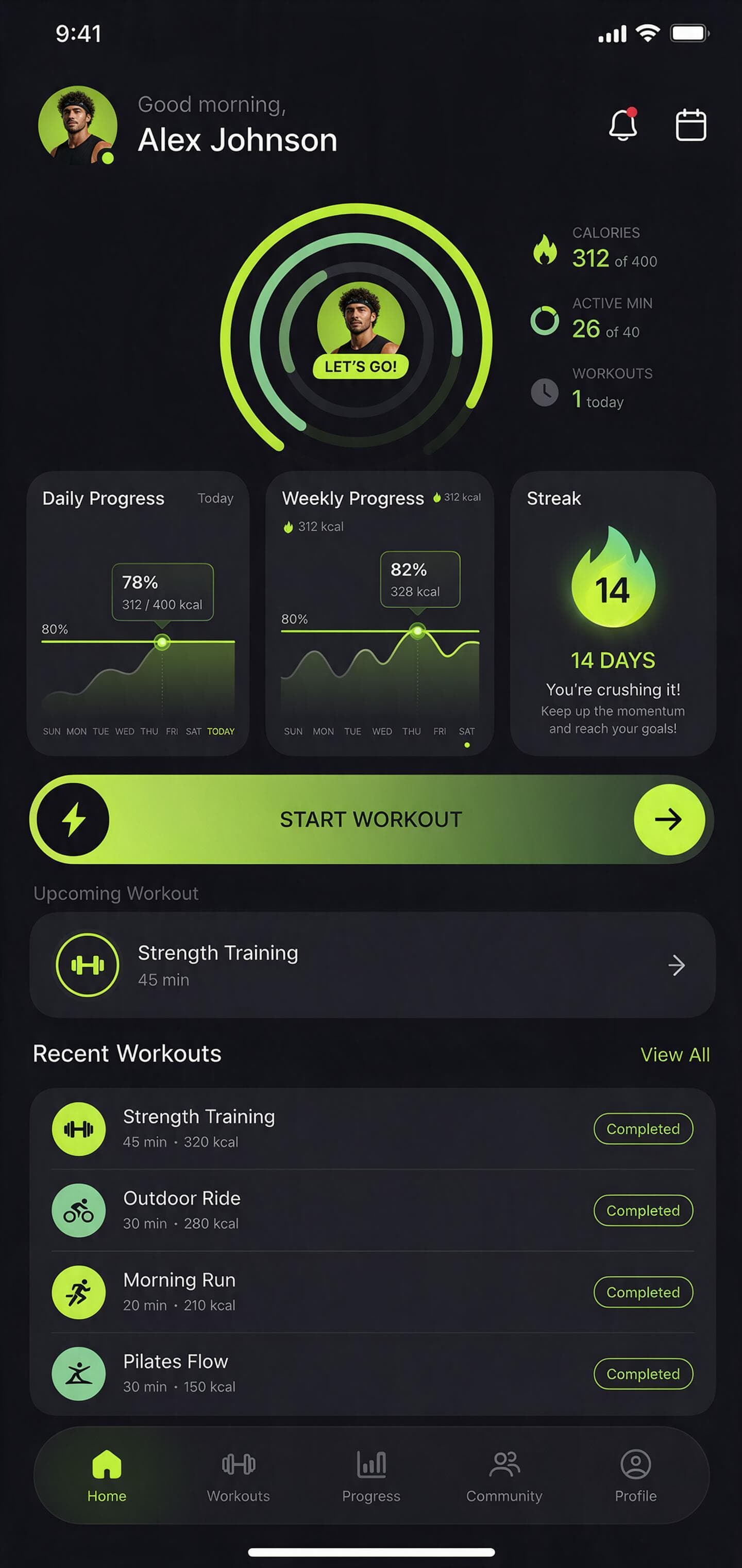 PulseFit fitness tracker app UI design