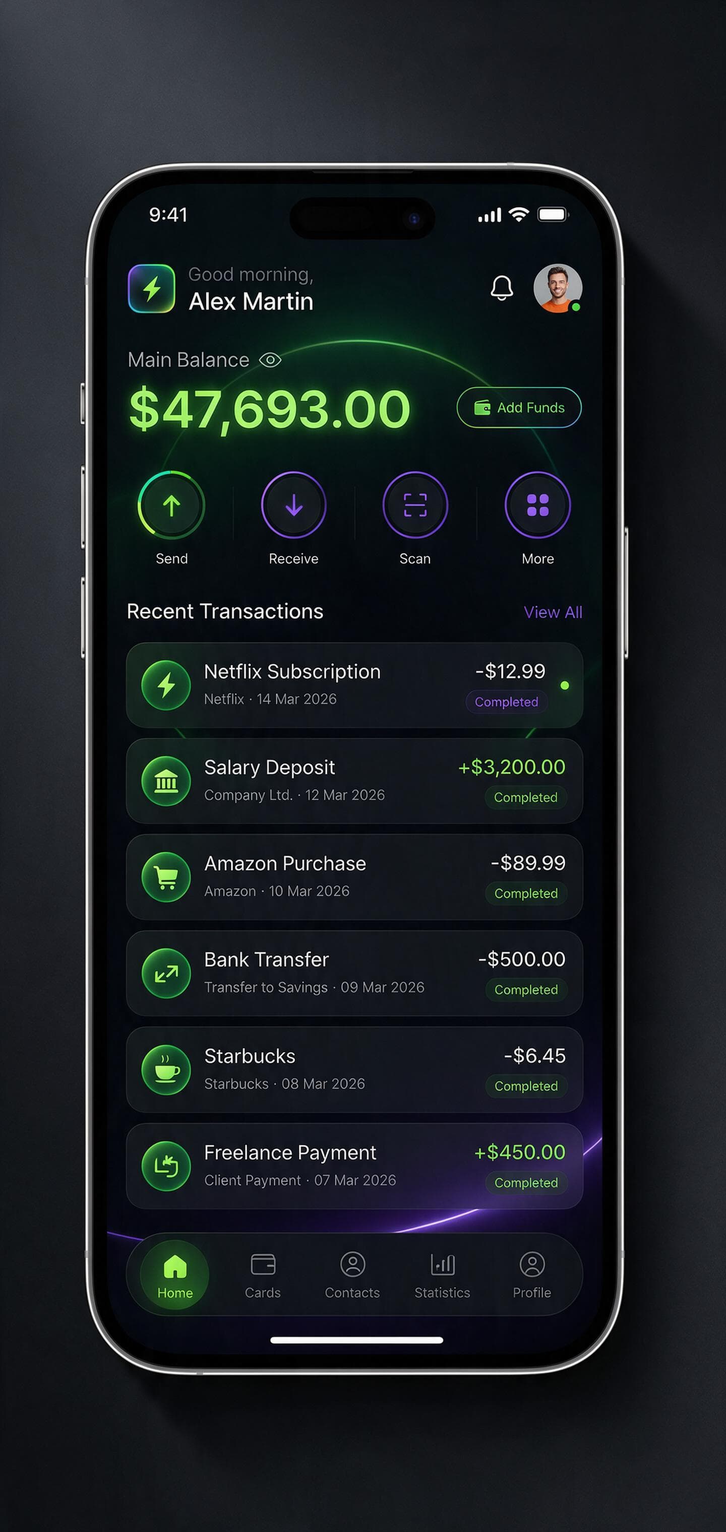 NeoWallet fintech wallet app UI design