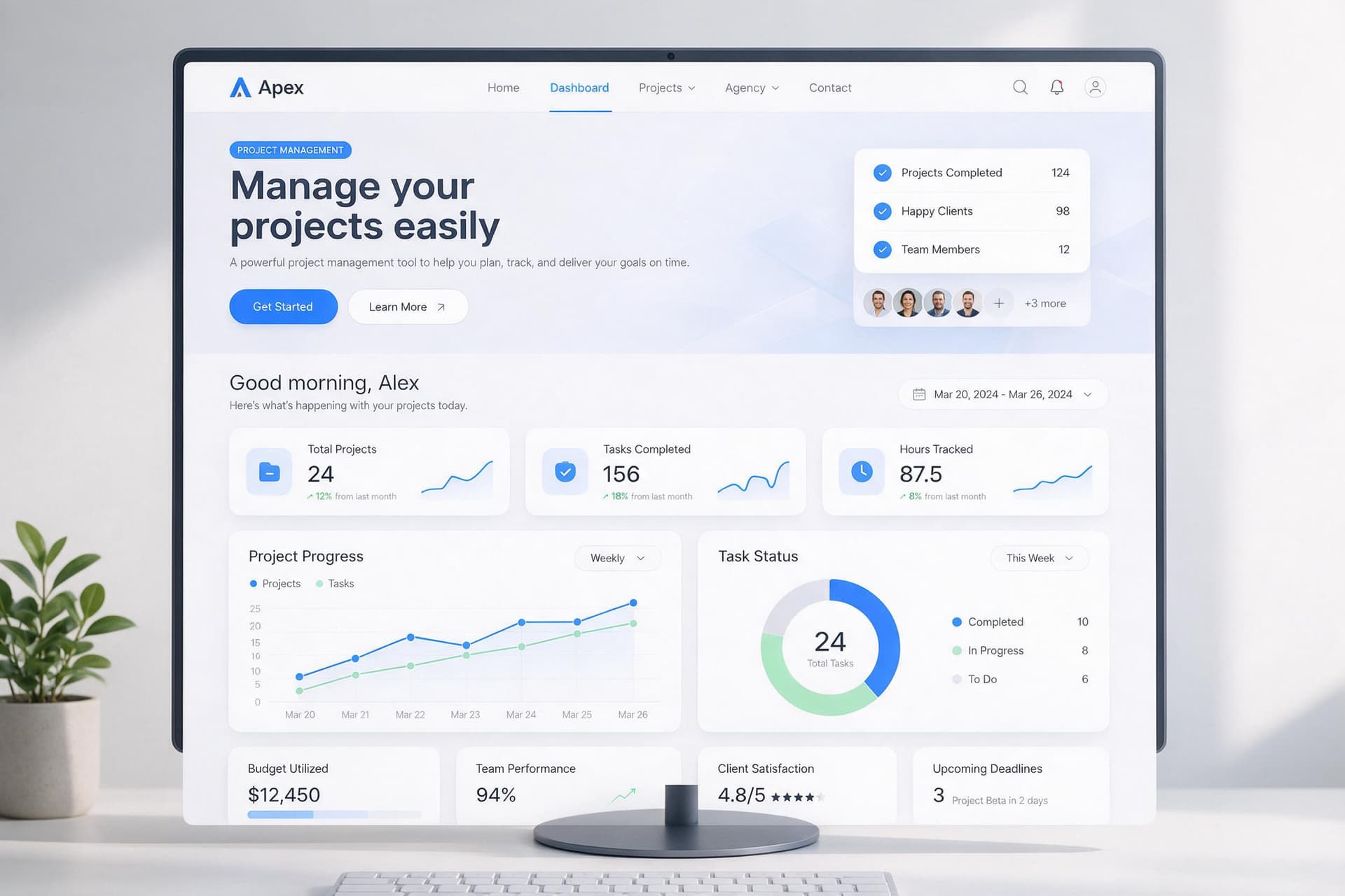 Apex project management platform UI design