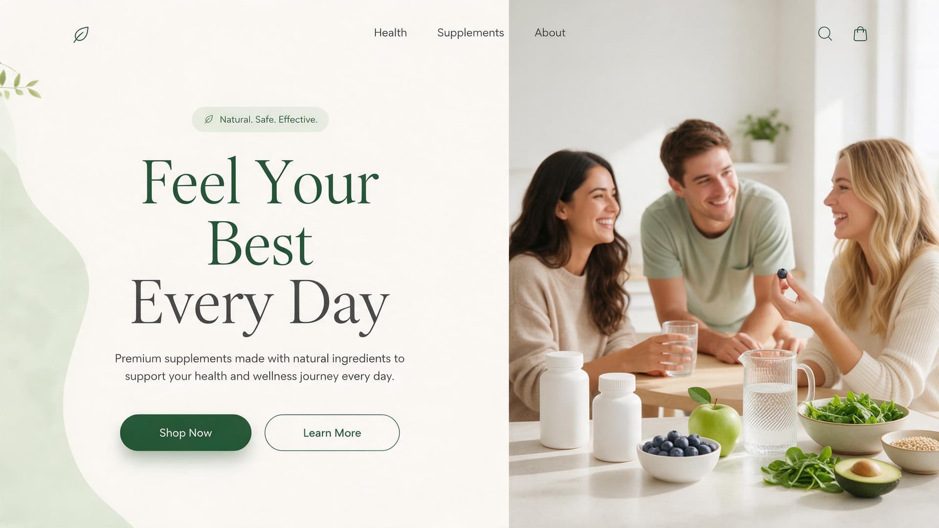 Vitae Wellness website hero section