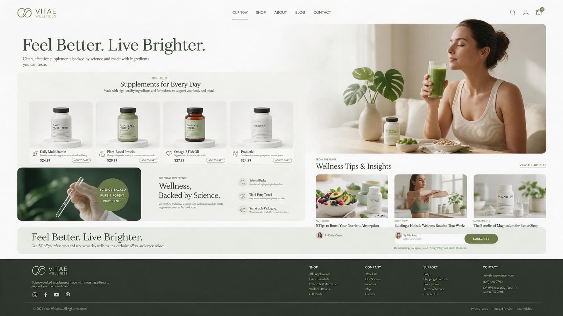 Vitae Wellness full storefront homepage
