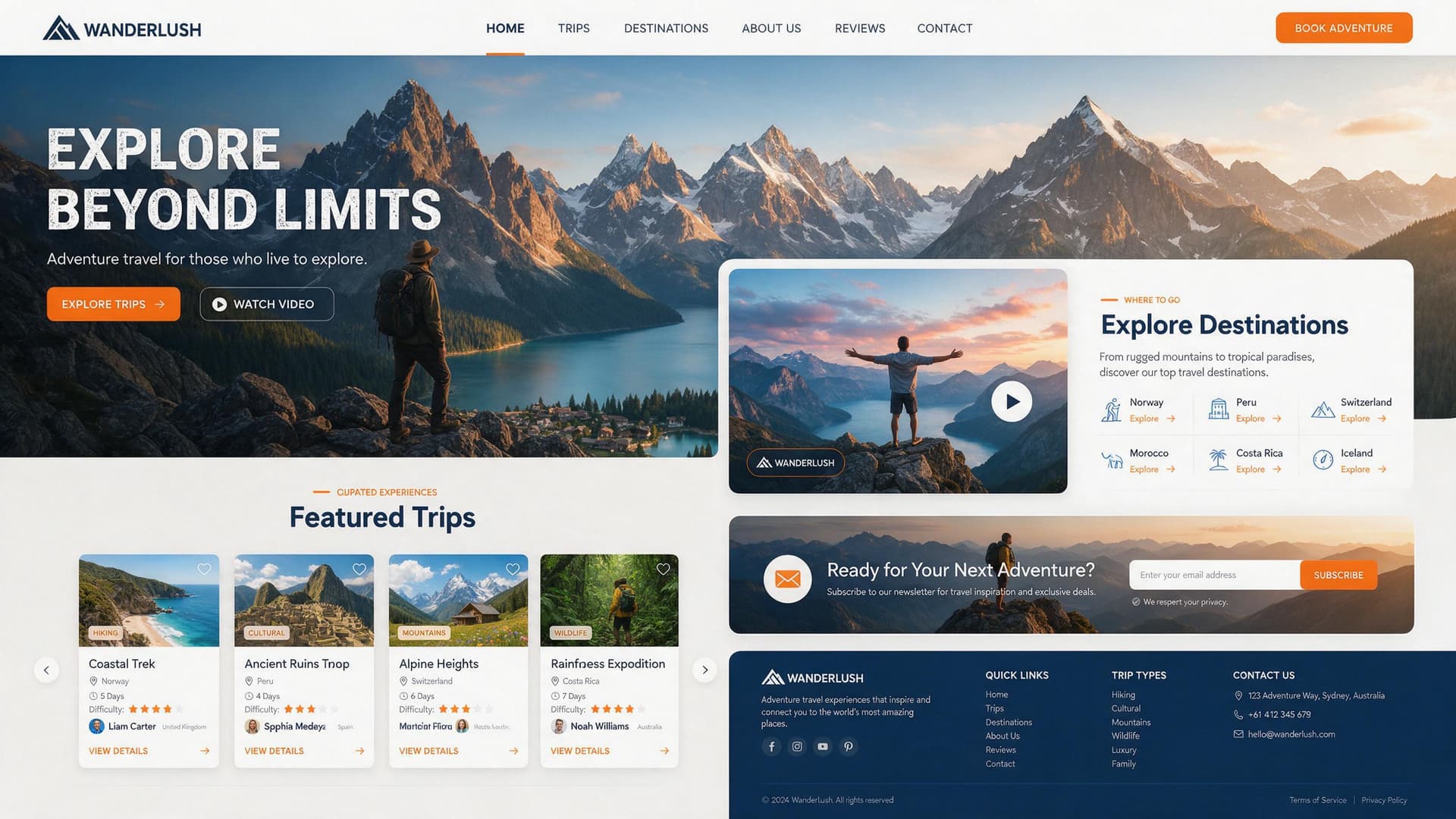 WanderLush Travel full website homepage