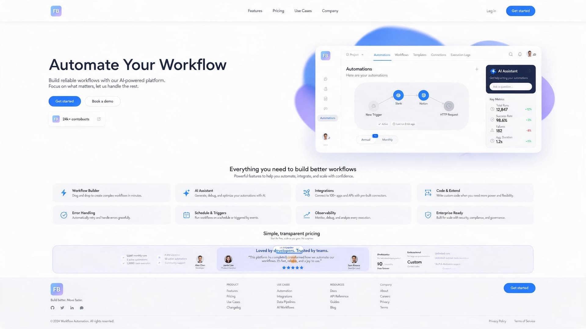 FlowBuild Automation SaaS website homepage